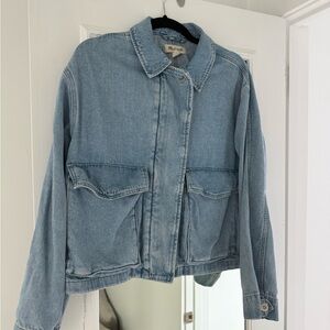 Madewell Washed Denim Utility Jacket in Light Blue